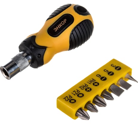 Отвертка с вставками 1/4 8 предметов Энкор 19852