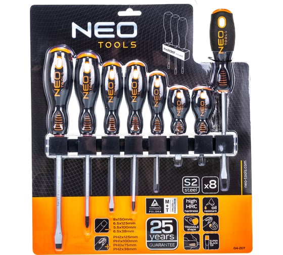 Набор отверток NEO Tools SL/PH 8 шт двухкомп рукоятка 04-207