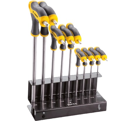 Набор шестигранных ключей TOPEX Torx тип Т, T10-T50, 9шт. 35D964