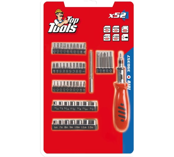 Набор насадок с держателем Top Tools 52шт. 39D357