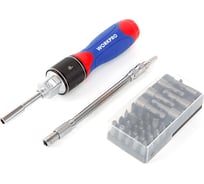 Отвертка WORKPRO 2X DRIVE с трещоткой, 28 предметов WP221053