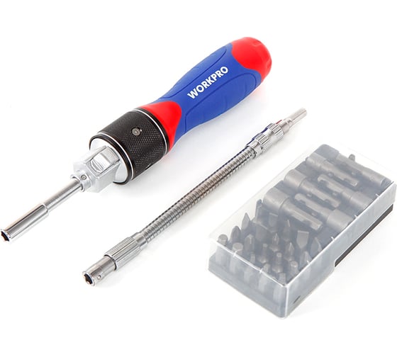 Отвертка WORKPRO 2X DRIVE с трещоткой, 28 предметов WP221053