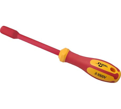 Диэлектрическая отвёртка DUEL 1000V отвертка-ключ торцевая 13x125мм, длина 247 мм DE07-130-125