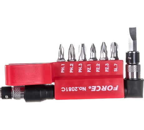 Г-образная отвертка с комплектом бит FORCE 2081C