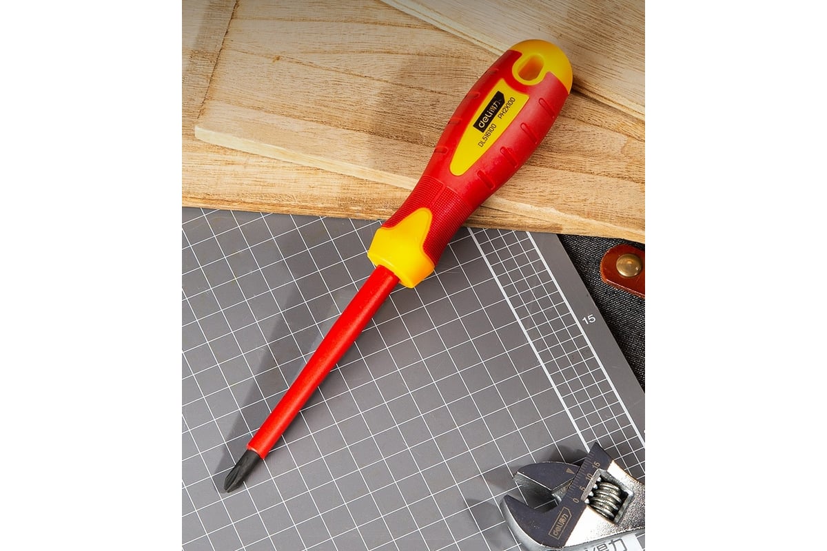 Диэлектрическая крестовая отвертка DELI dl516100 ph2x100мм (сертификат ...