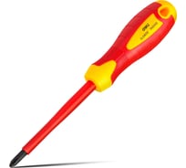 Диэлектрическая крестовая отвертка DELI dl516100 ph2x100мм (сертификат vde до 1000в, магнитный наконечник, сталь cr-v, рукоять pp+tpr) 110592