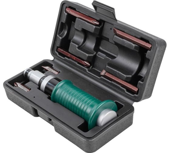 Отвертка Forsage ударная с набором бит и адаптером, 8пр, 1/2" F х5/16" F PH3x35мм; PH3x70мм-2шт; SL9x35мм; SL9x70мм-2шт, в кейсе F-H1122(5064B)