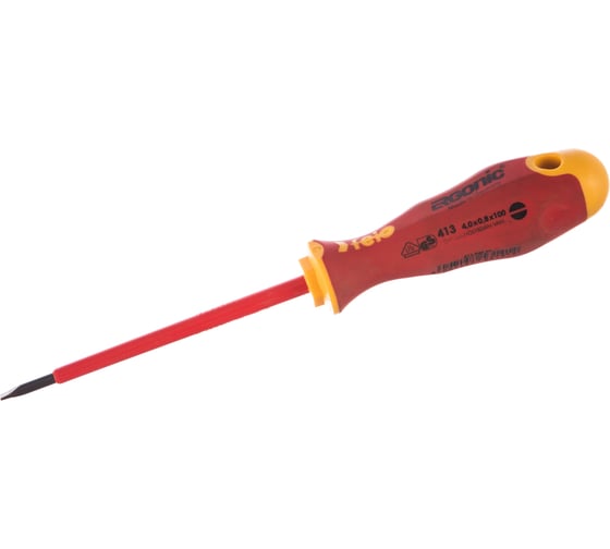 Диэлектрическая отвертка Felo Ergonic 4,0х0,8х100 плоская шлицевая 41304090