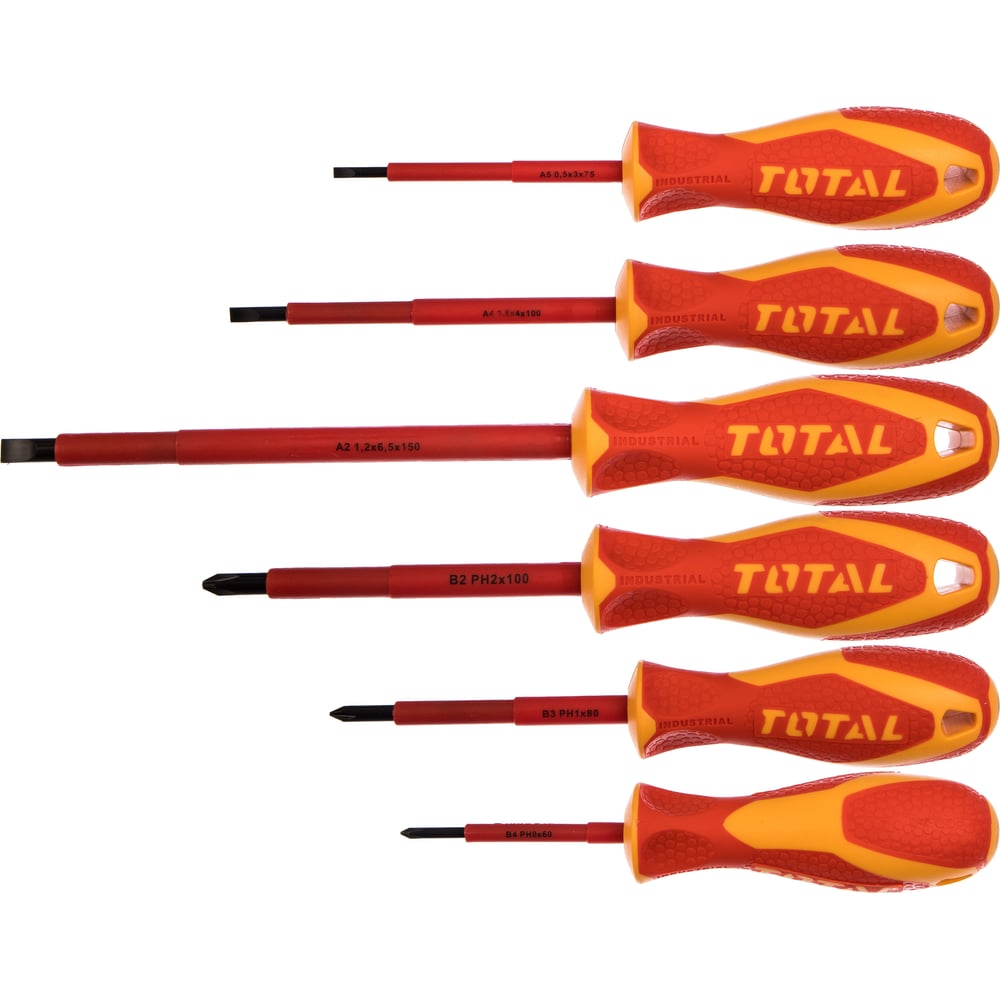 Набор отверток диэлектрических до 1000В, 6 шт. TOTAL THTIS566 ...