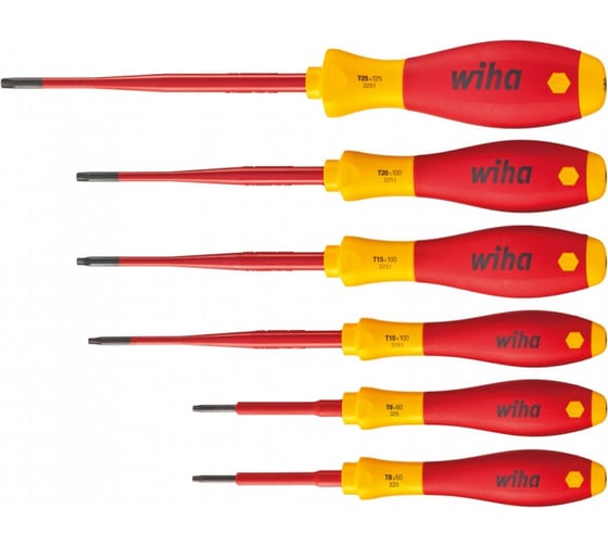 Набор отверток 6 штук Wiha SoftFinish electric slimFix TORX Tamper Resistant 41245