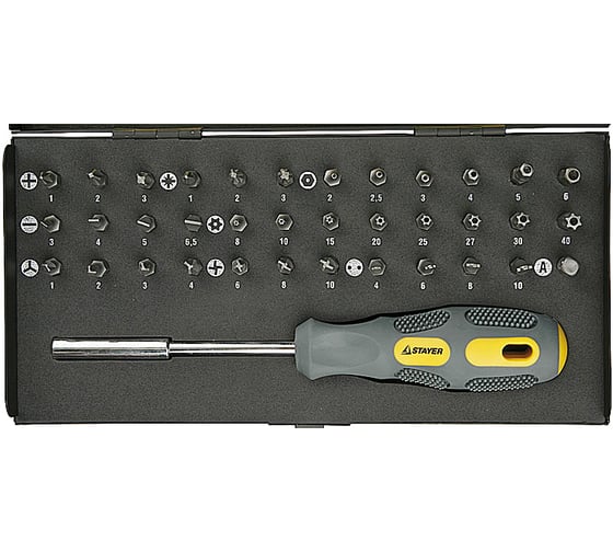 Отвертка MAX-GRIP в наборе со специальными битами, 37 предметов STAYER 25931-H37 G