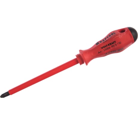 Диэлектрическая отвертка KRAFTOOL VOLT-KRAFT, до 1000В, PH №3-150мм 25006-3-150
