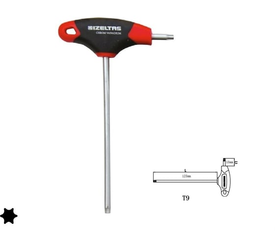Т-образный ключ TORX 6-гранный с рукояткой T9 IZELTAS 4909220009