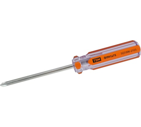 Крестовая отвертка TDM ELECTRIC Гранит прозрачная рукоятка, углеродистая сталь SQ1006-2103