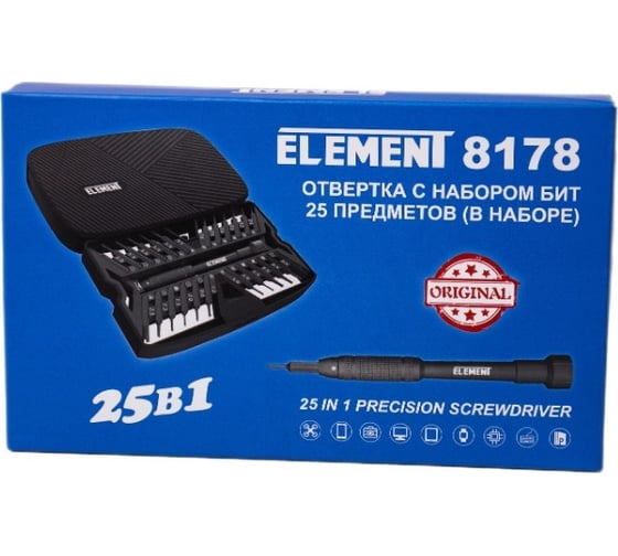 Отвертка с набором бит ELEMENT 8178 25 предметов в наборе 18880