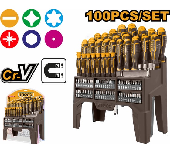 Набор отверток и бит INDUSTRIAL INGCO 0+60 шт. HKSD10028