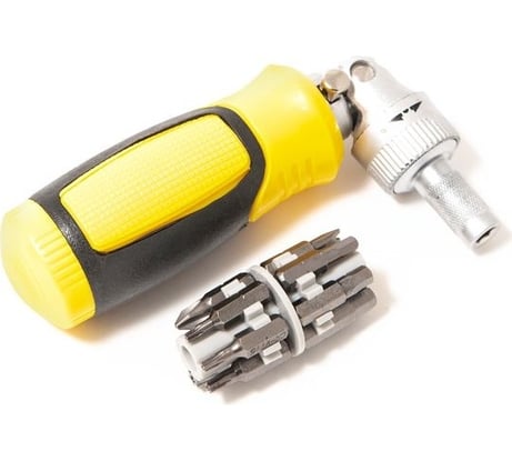 Реверсивная отвертка с комплектом бит BaumAuto с поворотной рукояткой, SL5,6; U6, HEX4, 5, 6; PH1,2; T10, 15, 20, 30, 13 предметов в блистере BM-30311313(15694)