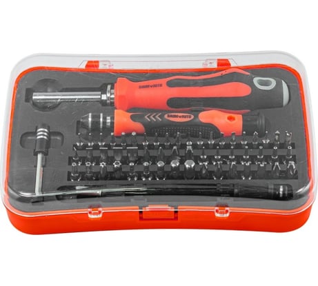 Набор многоцелевых отверток BaumAuto с удлинителем и набором бит для точных работ t, th, h, sl, ph, pz, спец. биты, в футляре, 57 предметов BM-30311157(18454)