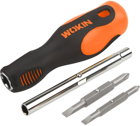 Отвертка 6 в 1 Wokin PH1+SL5 6.35x65 мм, PH2+SL6 8x75 мм, удлинитель 6.35x8 мм 1352709