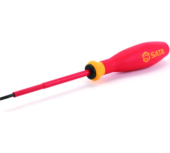 Плоская отвертка Sata серия G 4x100 мм, 205/32.3 мм, изолированная, прямой шлиц 61313 1