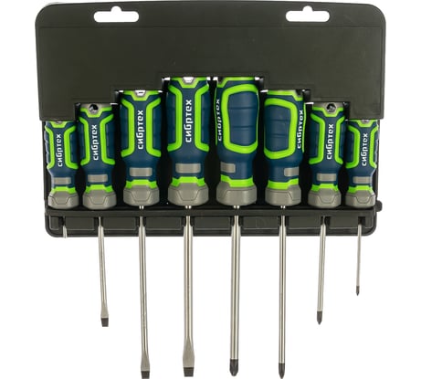 Набор отверток, CrV, 4-х компонентные рукоятки, 8 предметов СИБРТЕХ 13373