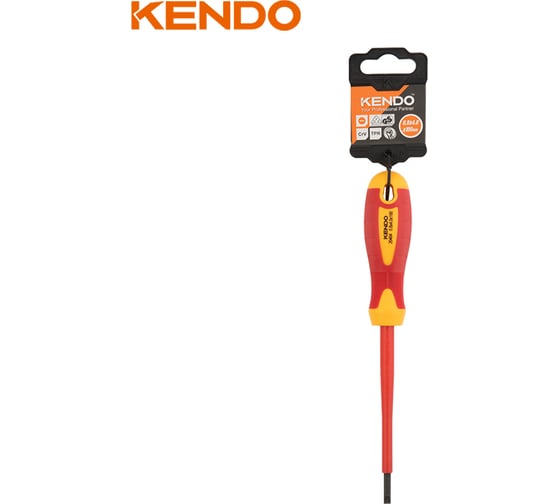 Диэлектрическая шлицевая отвертка KENDO VDE SL 4х100 мм 1000 В 20404