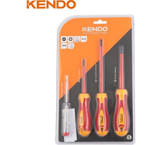 Набор диэлектрических отверток KENDO 4 шт 1000В 20481
