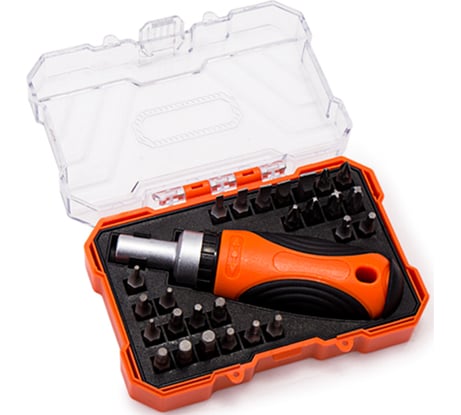 Набор насадок с короткой трещоточной отверткой KENDO 27 предметов, CrV 20665 00000073181