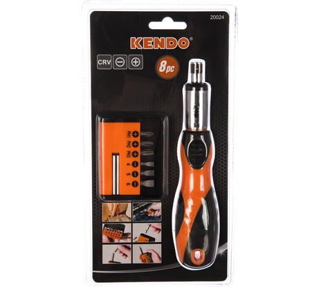 Набор насадок сменных с трещоточной отверткой KENDO 8 предметов, CrV 20024 00000073180