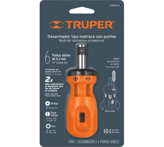 Миниотвертка с храповым механизмом плюс Truper DTROM-12B 10494