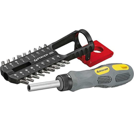 Отвертка STAYER MAX-GRIP в наборе с битами и подвеской на пояс 25921-H19 G 1