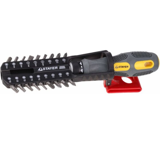 Отвертка STAYER MAX-GRIP в наборе с битами и подвеской на пояс 25921-H19 G