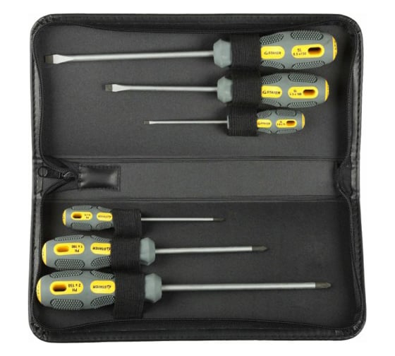 Набор отверток STAYER MAX-GRIP Cr-V в кожаном кейсе 25846-H6 G