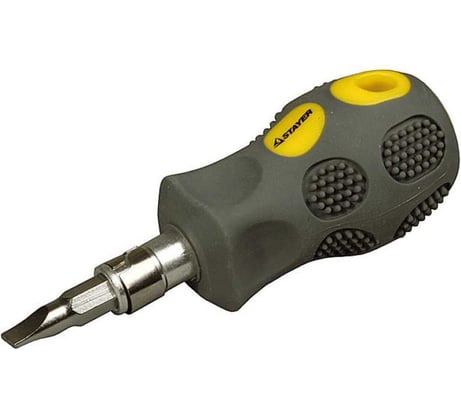 Отвертка STAYER MAX-GRIP, с двухстор стержнем, Cr-V, "бочка", SL 6,5/PH №2 25853-H2 G