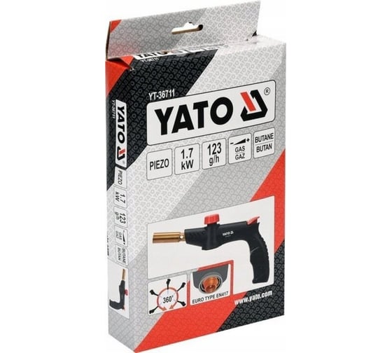 Газовая горелка YATO с пьезоподжигом (с ручкой регулировки) YT-36711