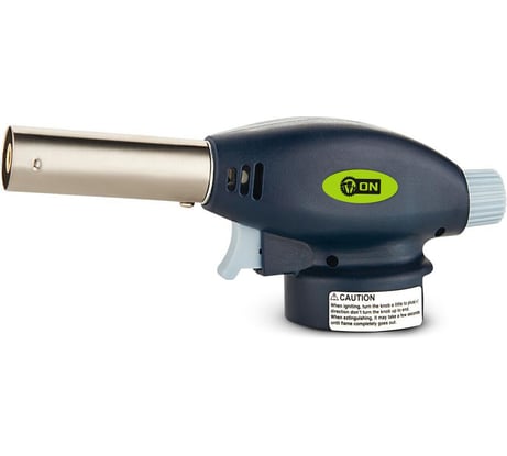 Газовая горелка ON с пьезорозжигом, цанговый захват, широк.сопло, латунь, 17х6,6х5,1см. 10-02-005