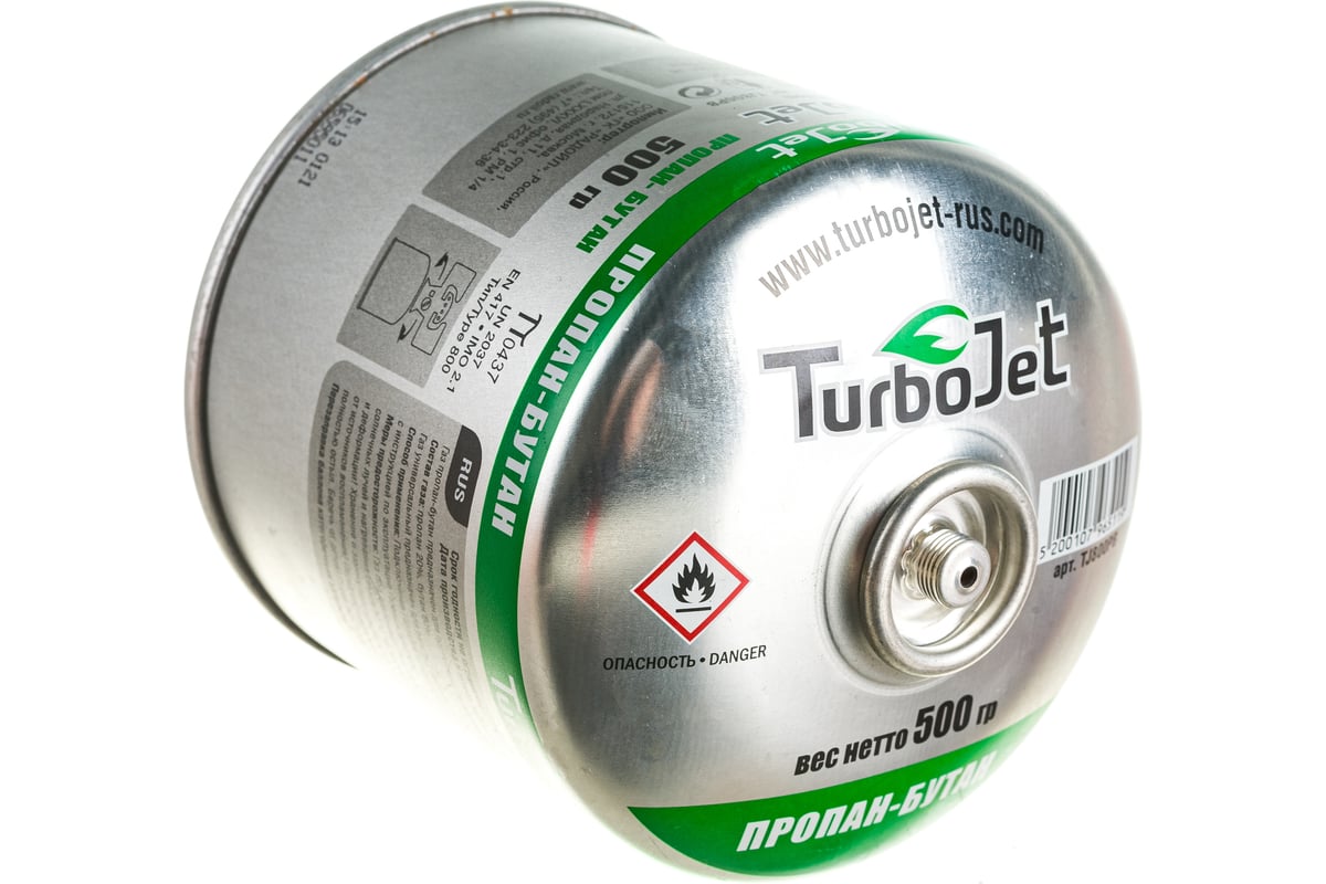 Газовый баллон turbojet пропан-бутан 500 г, резьба 7/16 tj800pb