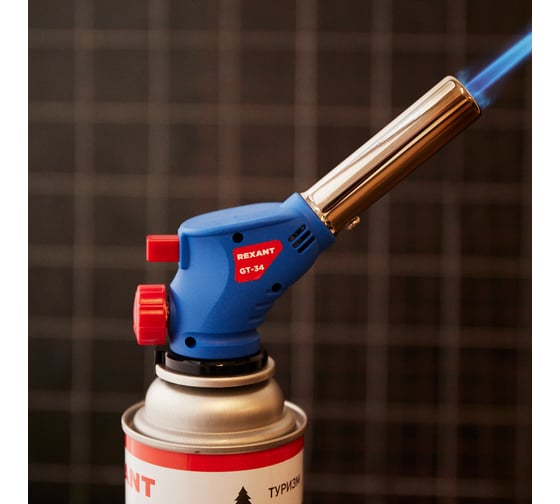 Газовая горелка REXANT GT-34 насадка на баллон, 360 с пьезоподжигом 12-0034