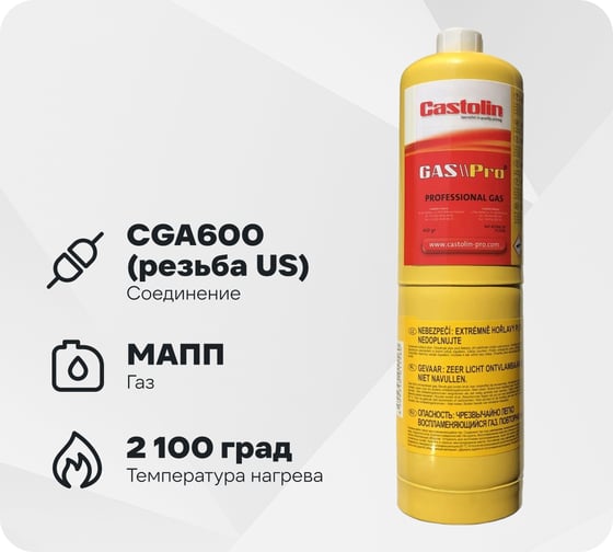 Сменный баллон CASTOLIN GАS//Pro (MАРР), 1 коробка (12 баллонов) 75703812