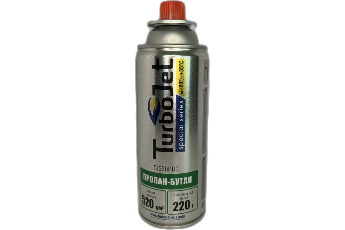 Газовый баллон Turbojet пропан-бутан 220 г, 520 мл TJ520PBC - выгодная  цена, отзывы, характеристики, фото - купить в Москве и РФ