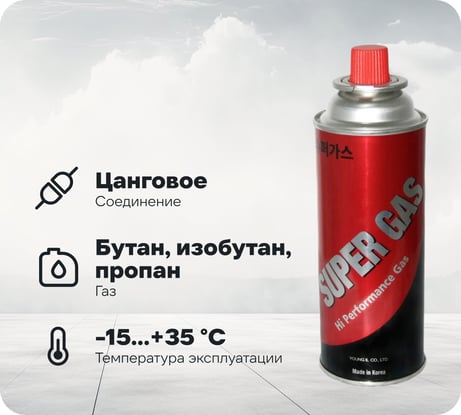Баллон газовый набор 4 шт, всесезонный, цанговый для портативных газовых приборов SUPER GAS 2711139704