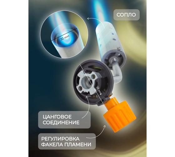 Газовая паяльная горелка на цанговый баллон Forsage 1300 гр, 210 мм, в блистере F-210GB(16294)