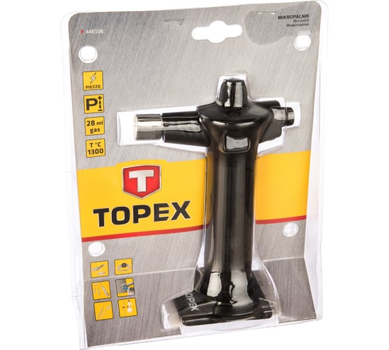 Газовая горелка 28 мл, пьезозажигание, рабочая температура 1300C TOPEX 44E106