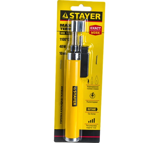 Газовая горелка-карандаш STAYER MaxTerm, регулировка пламени, 1100С 55560