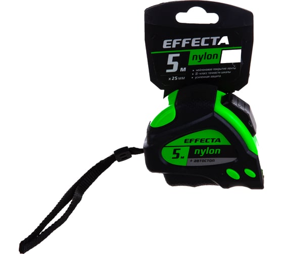 Рулетка 5м/25 мм с магнитом, автостопом, лентой нейлон EFFECTA Nylon 580525