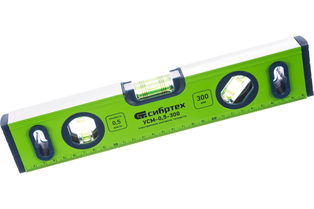 Алюминиевый фрезерованный уровень, 3 глазка, магнитный, 300 мм СИБРТЕХ ...