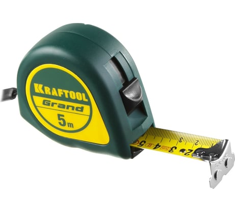 Рулетка KRAFTOOL Grand 5 м, 25 мм, обрезиненный пластиковый корпус 34022-05-25