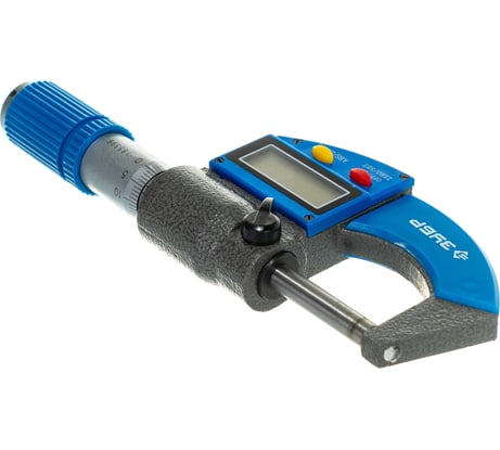 Гладкий цифровой микрометр, МКЦ 25, диапазон 0-25мм, шаг измерения 0,001мм Зубр "ЭКСПЕРТ" 34482-25_z01