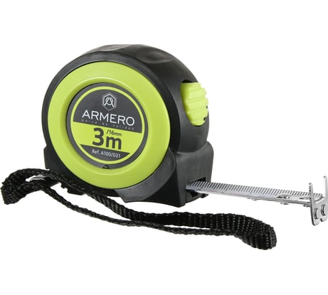 Рулетка с автоблокировкой, 3м/16мм, магнит, нейлон ARMERO A100/031