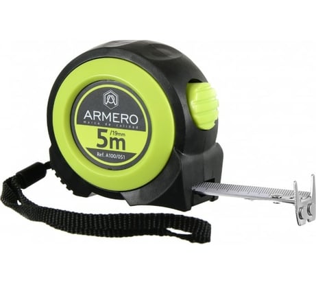 Рулетка с автоблокировкой, 5м/19мм, магнит, нейлон ARMERO A100/051